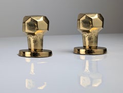 Pair of Sculptural Brutalist Rotating Bronze Door Knobs, 1970s