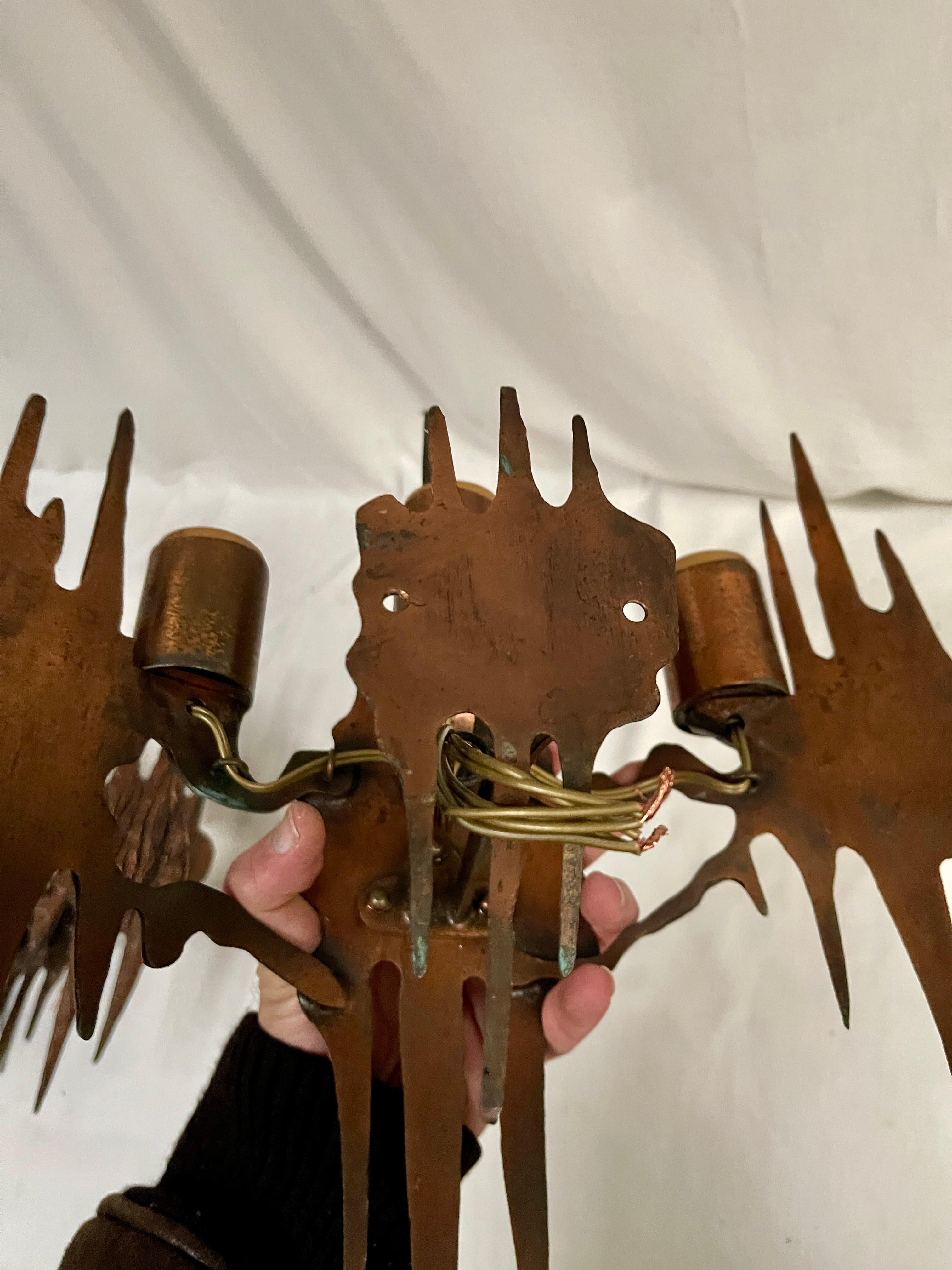 Pair of sculptural brutalist sconces For Sale 2