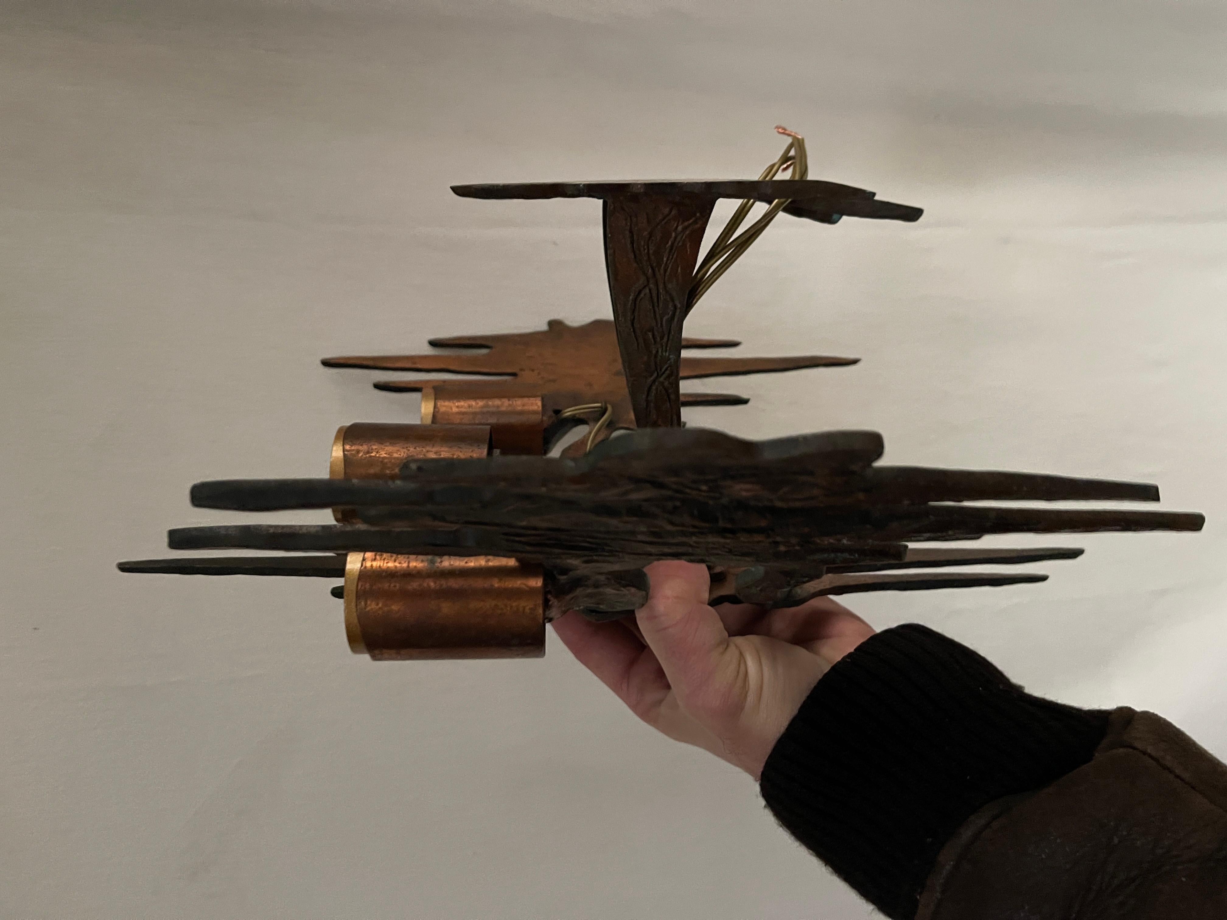 Pair of sculptural brutalist sconces For Sale 4