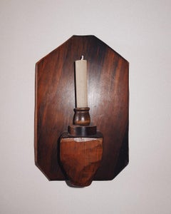 Paar skulpturale brutalistische Wandleuchter aus Holz