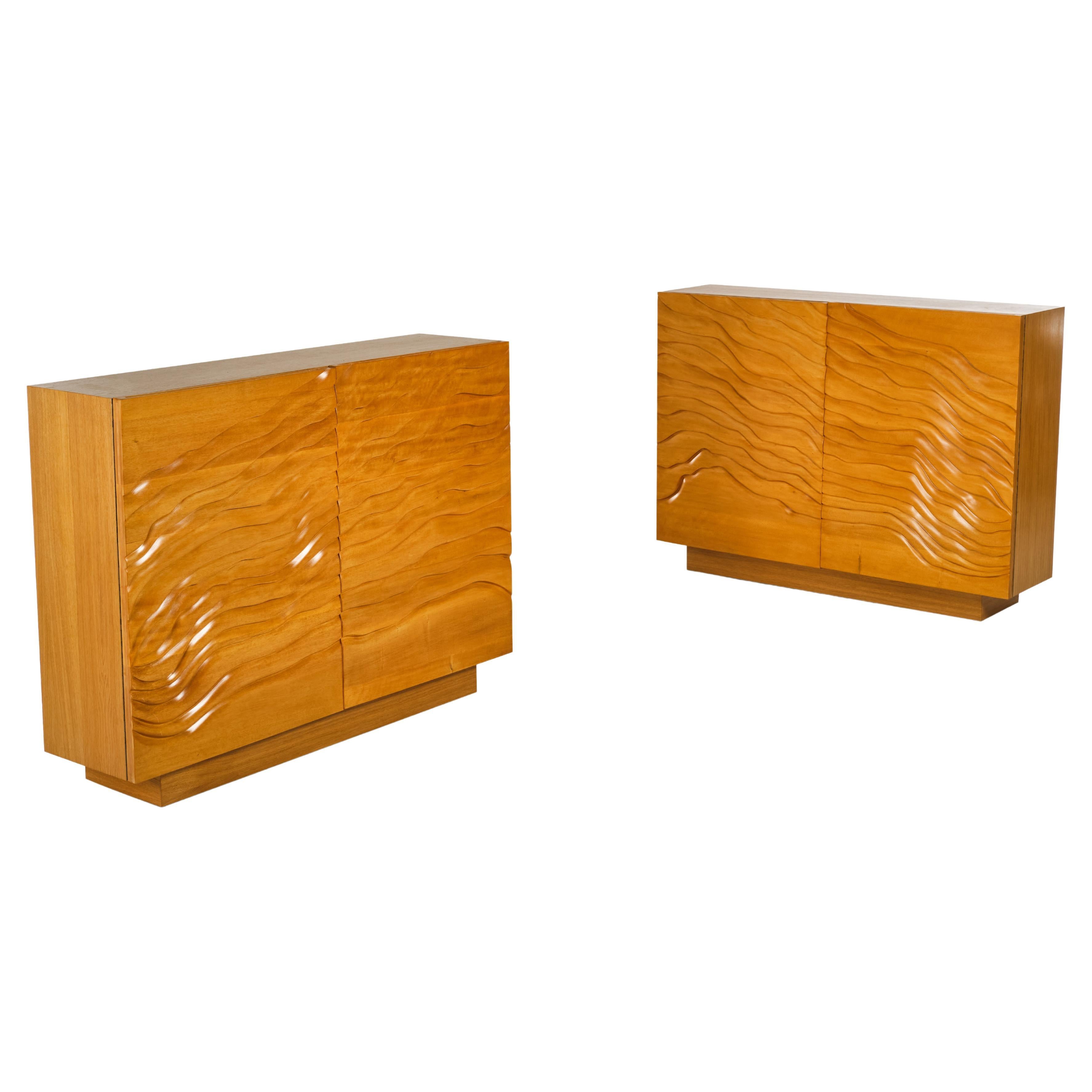 Pair of Sculptural Cabinets, Italian Design, 1960 circa For Sale