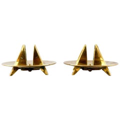 Pair of Sculptural Candle Holders Designed by Pierre Forsell for Skultuna