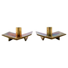 Pair of Sculptural Candleholders Designed by Pierre Forsell for Skultuna