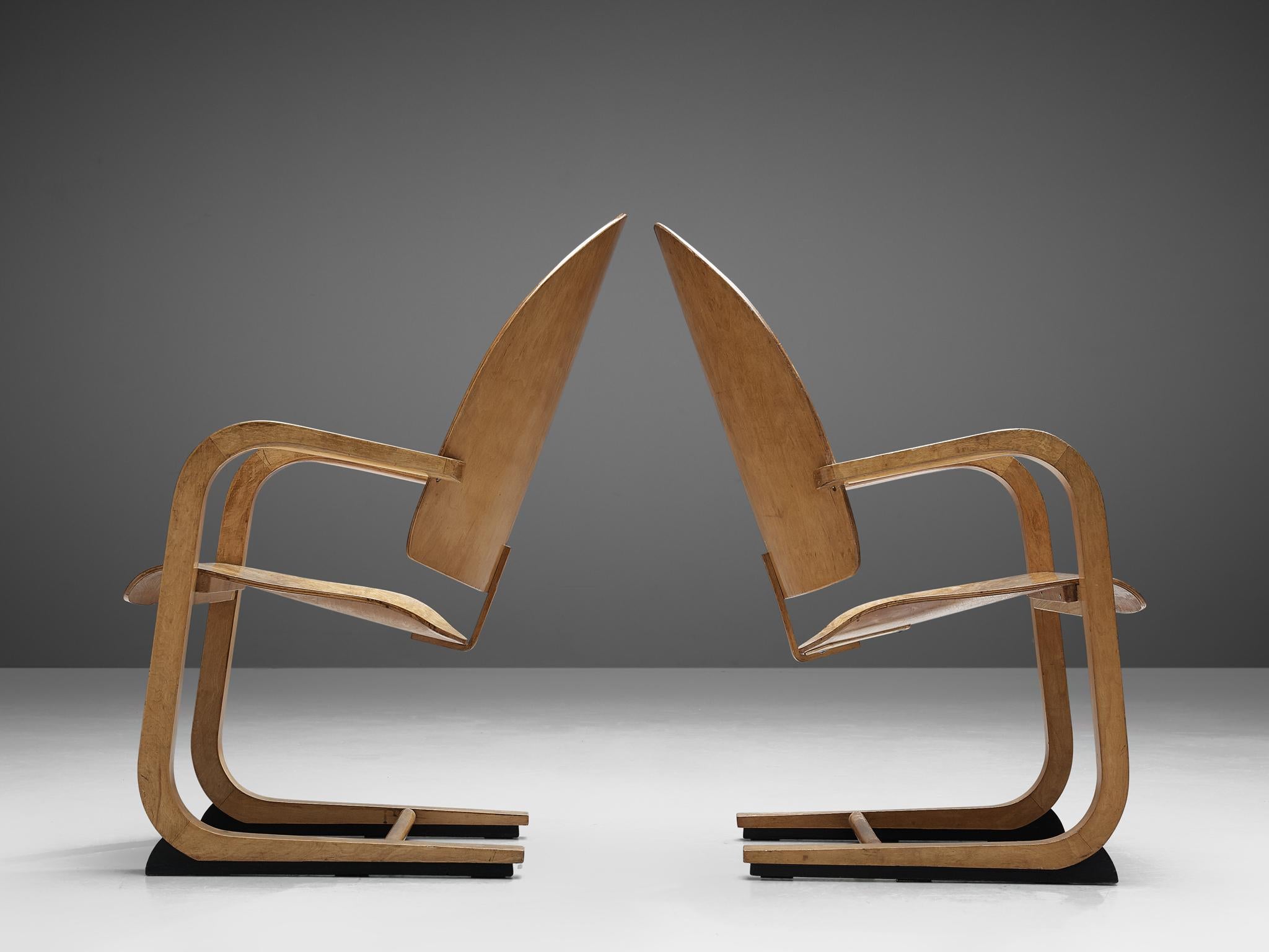 Pair of Sculptural Cantilever Armchairs  2