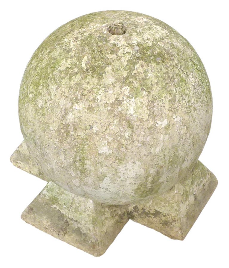 Pair of Sculptural Cast Stone Spheres For Sale at 1stDibs