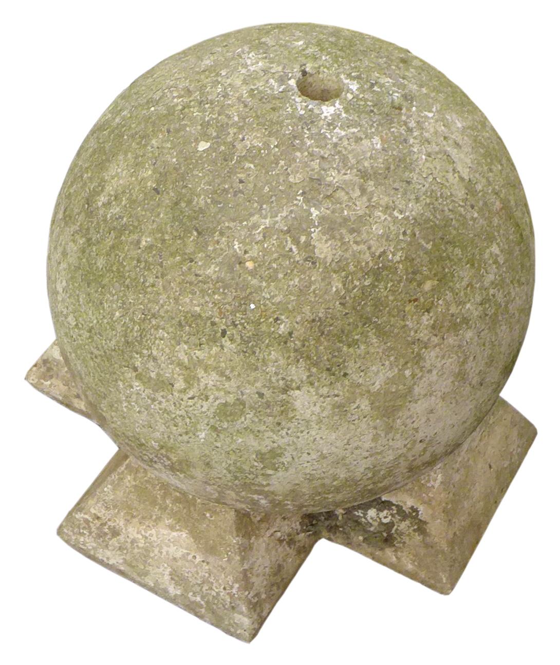 American Pair of Sculptural Cast Stone Spheres For Sale