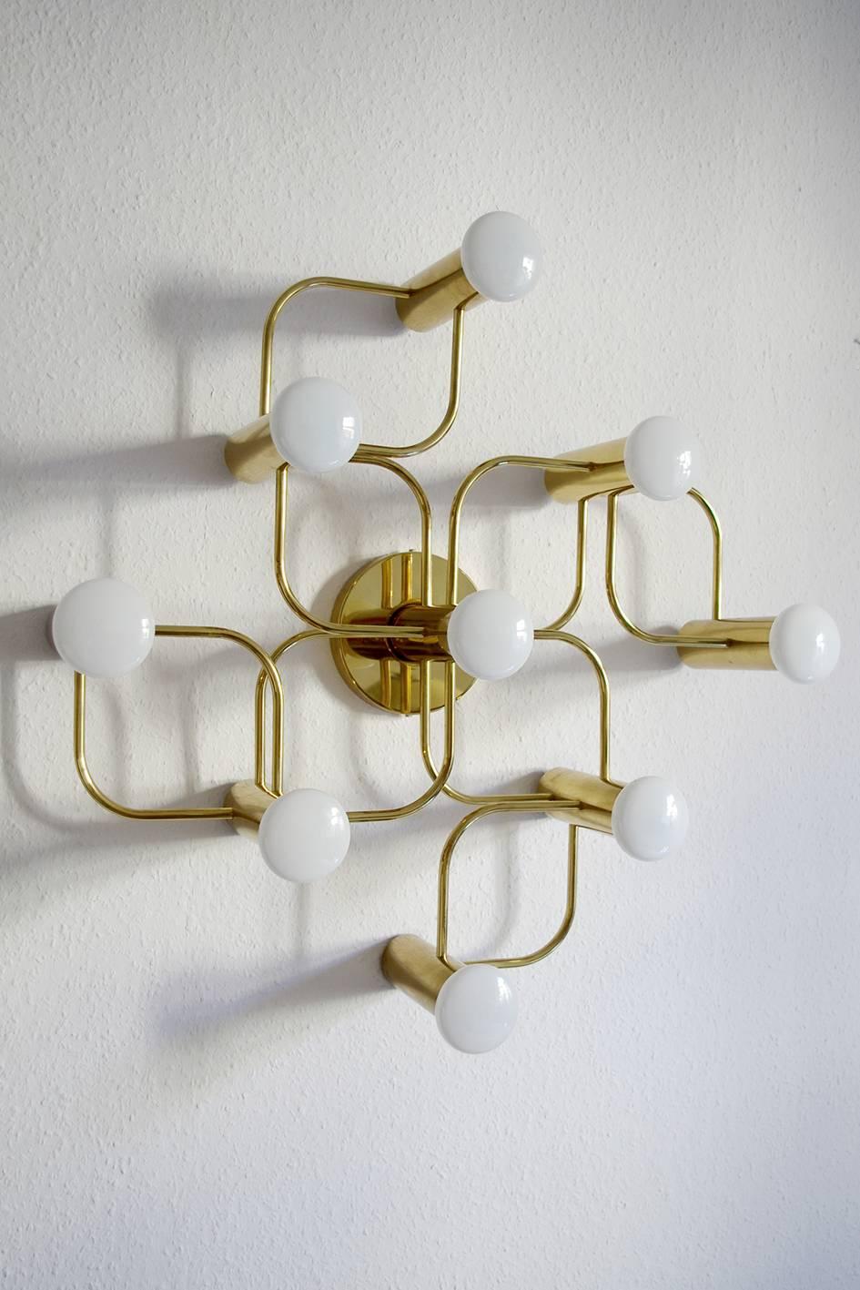 German Pair of Sculptural Ceiling or Wall Flushmounts Chandeliers by Leola, 1960s