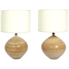 Vintage Pair of Sculptural Ceramic Lamps by Design Technics