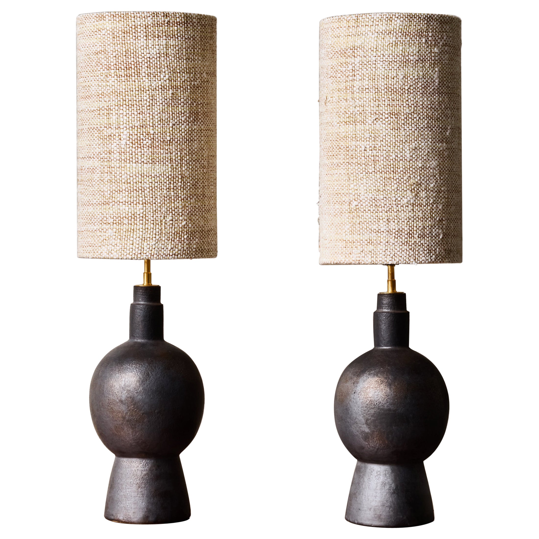 Pair of Sculptural Ceramic Table Lamps by André Bloch
