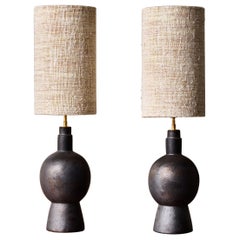 Pair of Sculptural Ceramic Table Lamps by André Bloch