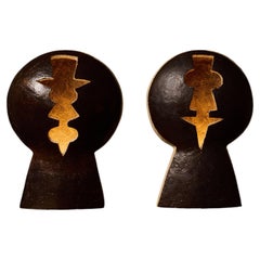 Zwei skulpturale Tisch- oder Wandlampen aus Keramik von Agnès de Bizet
