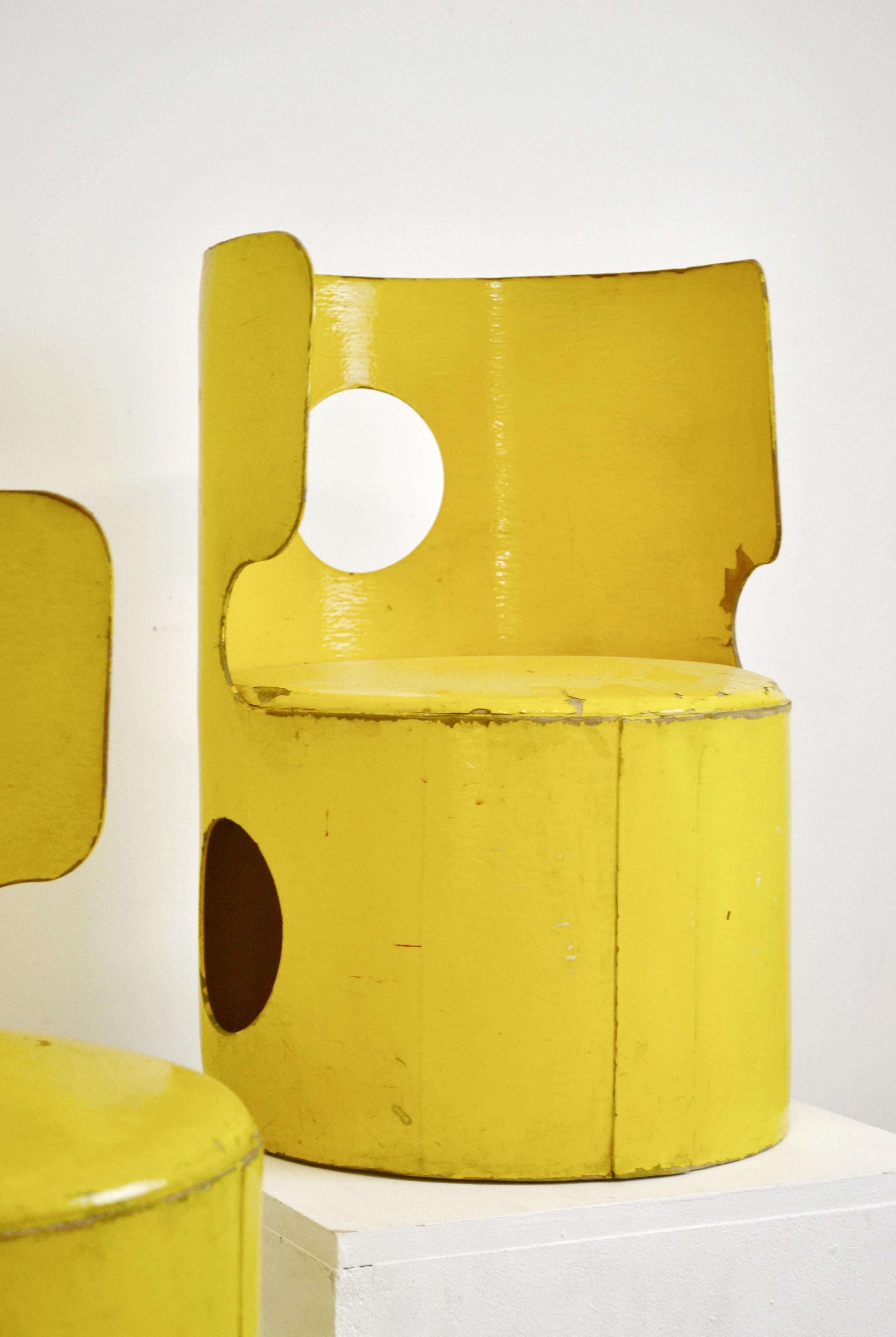 Mid-Century Modern Pair of Sculptural Children’s Chairs by Jean-Louis Avril, France, 1970s For Sale