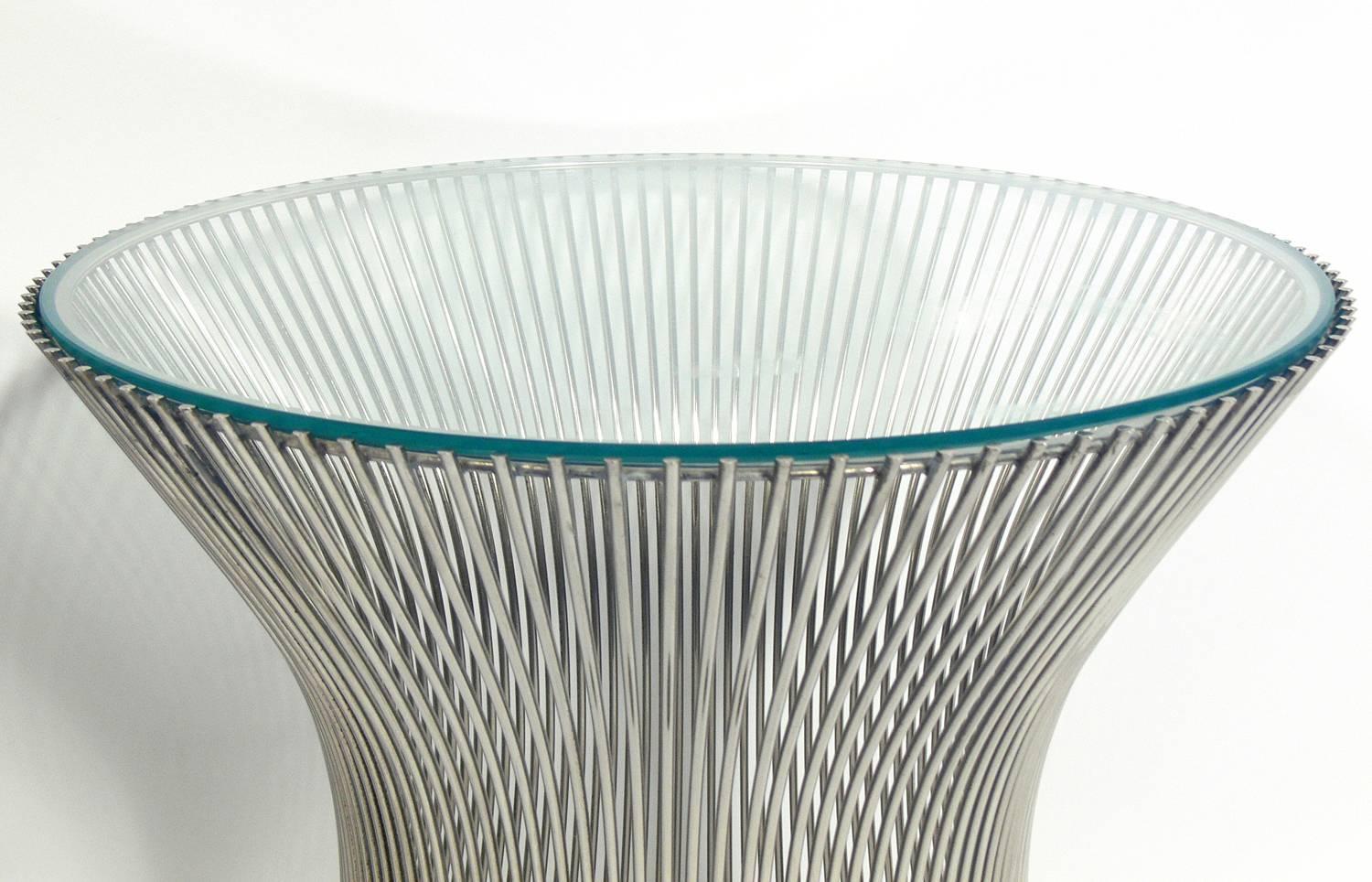 Glass Pair of Sculptural Chrome Tables by Warren Platner for Knoll