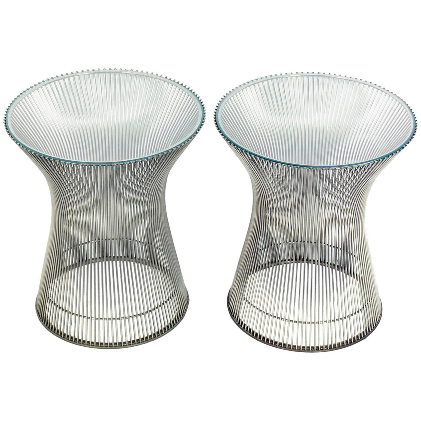 Pair of Sculptural Chrome Tables by Warren Platner for Knoll