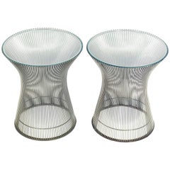 Pair of Sculptural Chrome Tables by Warren Platner for Knoll