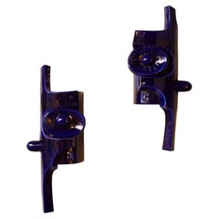 Pair of Sculptural Cobalt Blue Glazed Ceramic Wall Sconces by Olivia Cognet