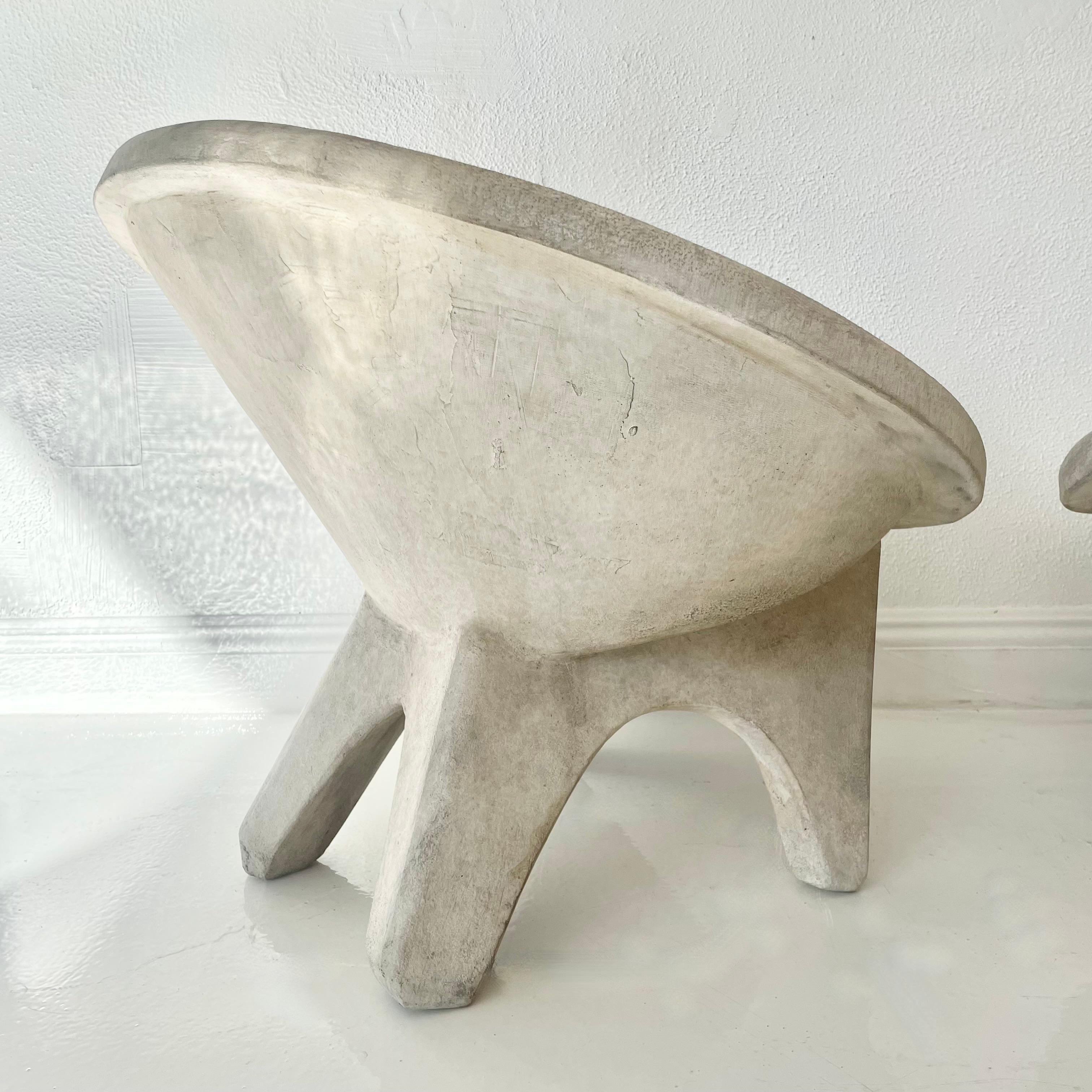 Pair of Sculptural Concrete Chairs by Merit Los Angeles For Sale 4