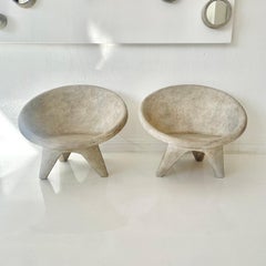 Pair of Sculptural Concrete Chairs by Merit Los Angeles
