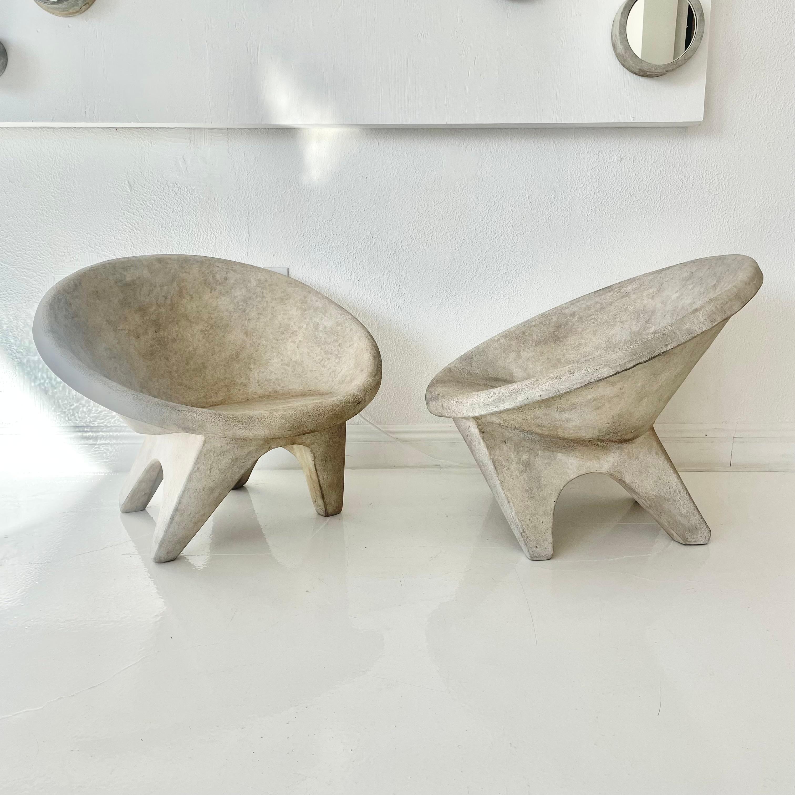 Mid-Century Modern Pair of Sculptural Concrete Chairs by Merit Los Angeles For Sale