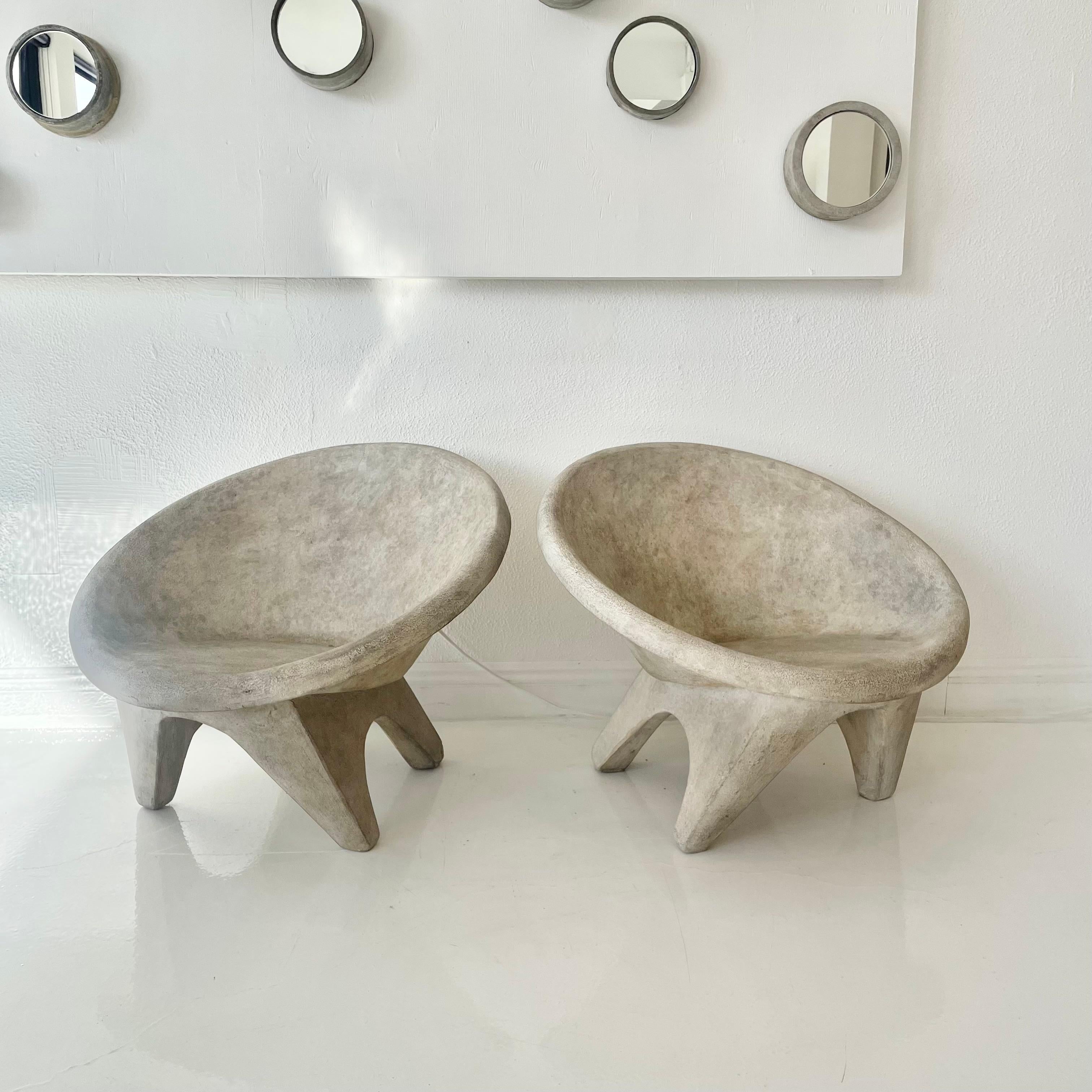 American Pair of Sculptural Concrete Chairs by Merit Los Angeles For Sale