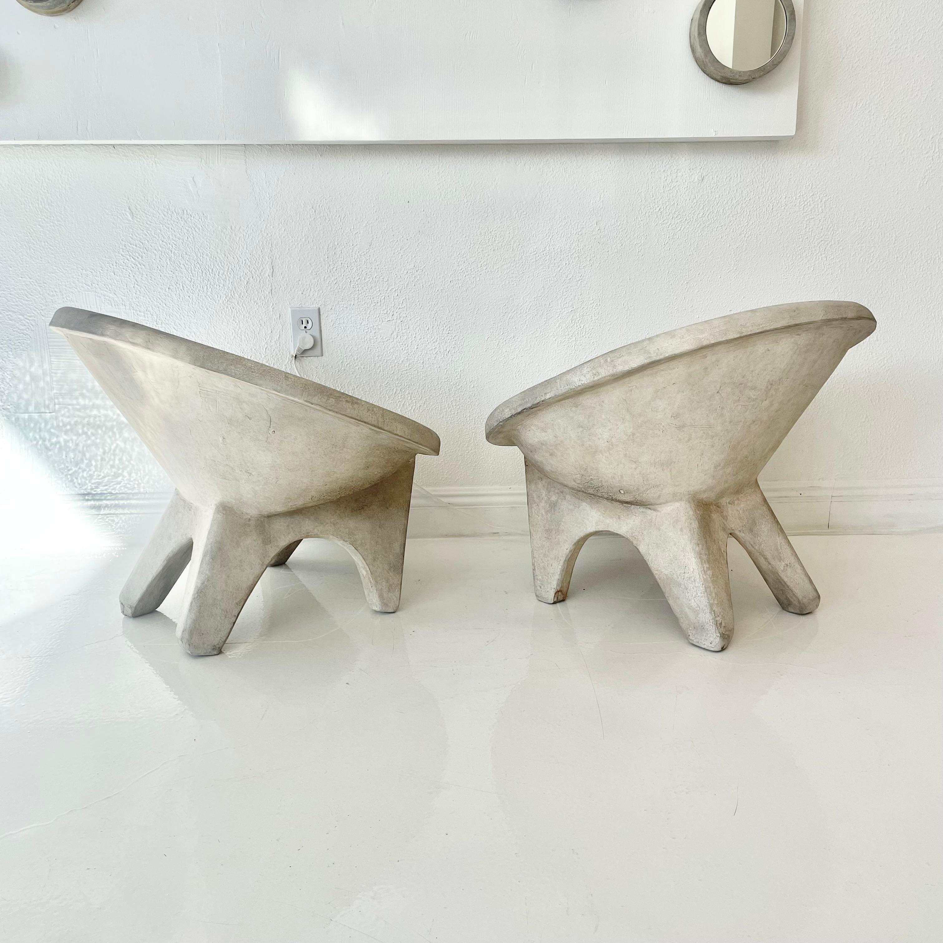 Hand-Crafted Pair of Sculptural Concrete Chairs by Merit Los Angeles For Sale