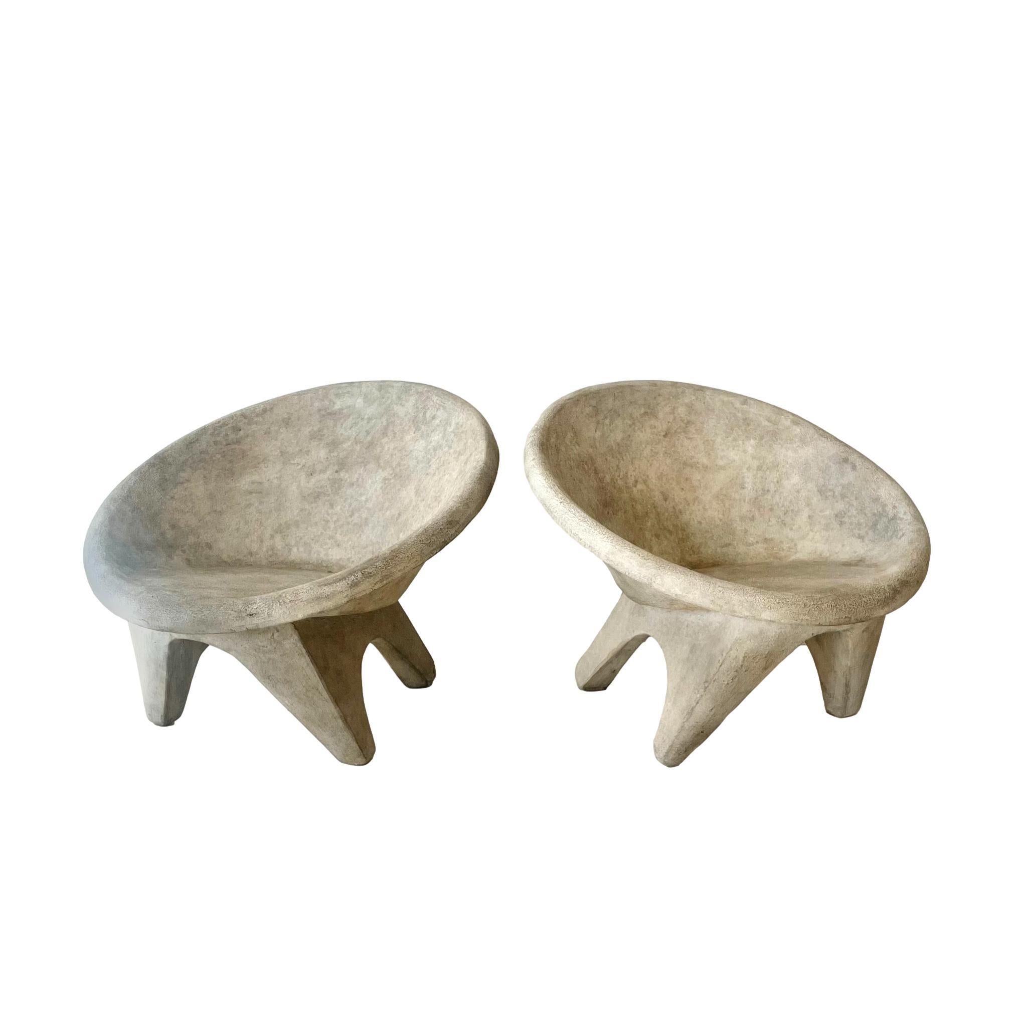 Pair of Sculptural Concrete Chairs by Merit Los Angeles For Sale