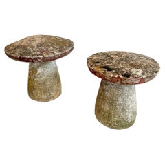 Pair of Sculptural Concrete Mushrooms, 1950's France