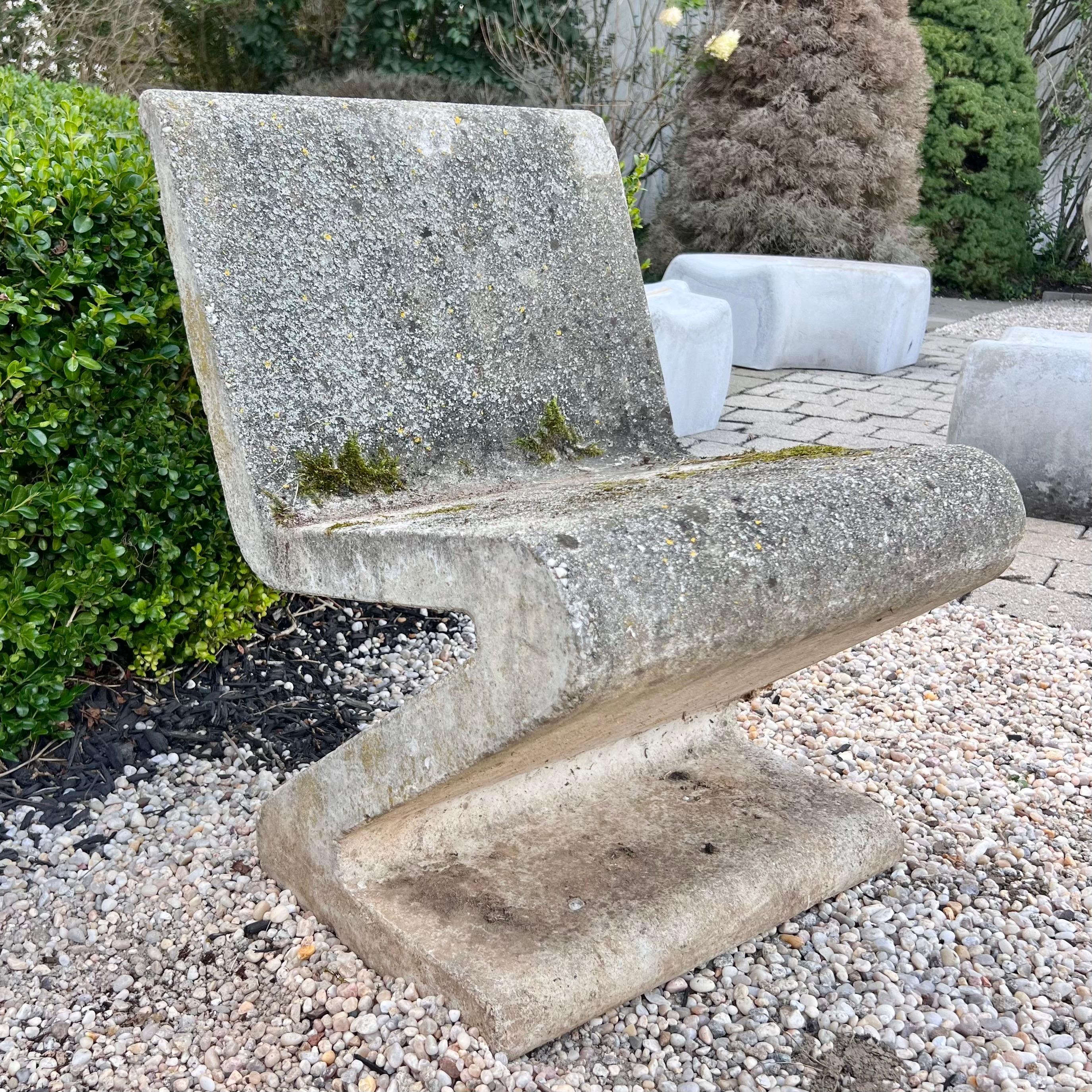 Brutalist Pair of Sculptural Concrete Zig Zag Chairs, 1960s Switzerland For Sale