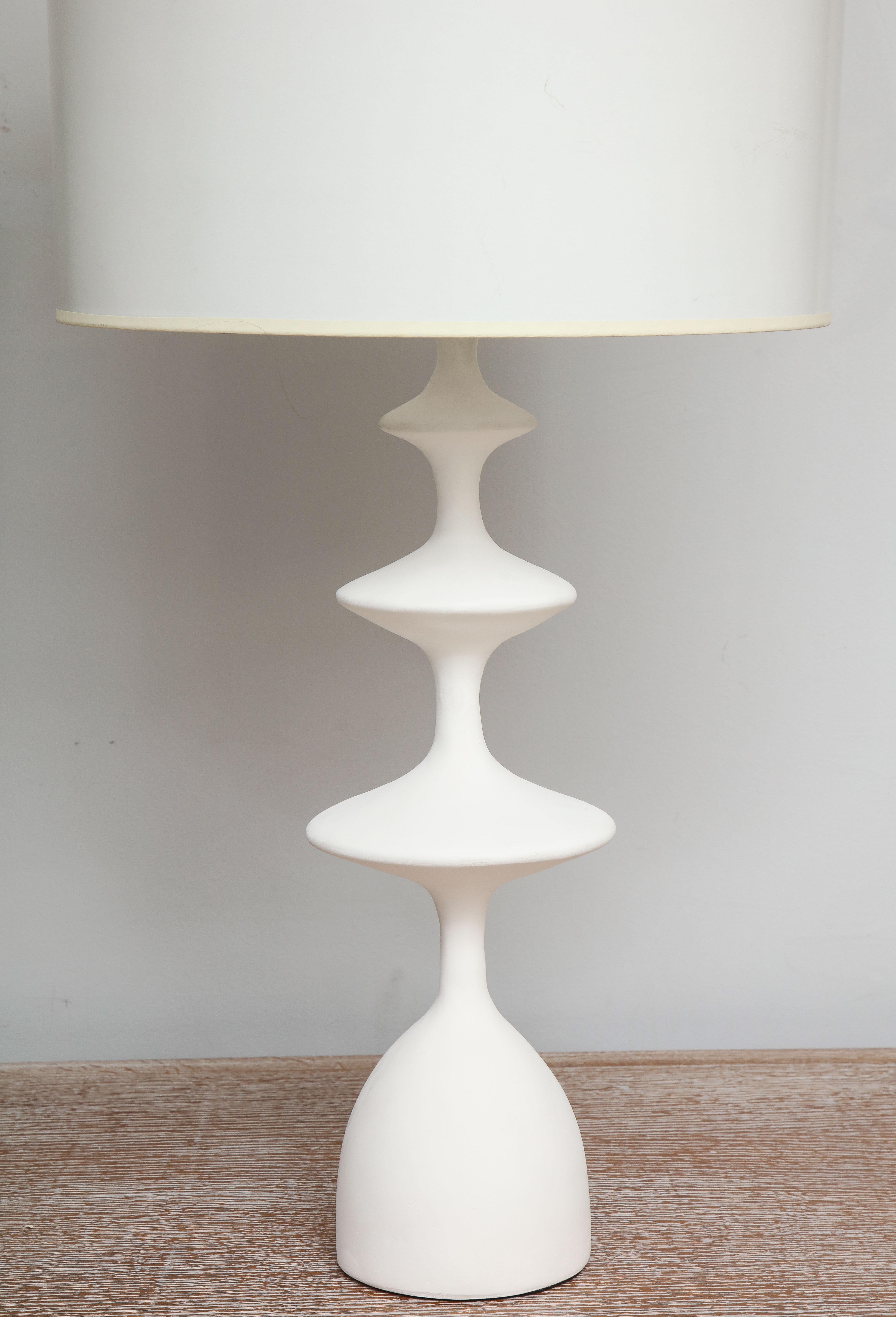 Custom Pair of Sculptural Plaster Table Lamps For Sale 1
