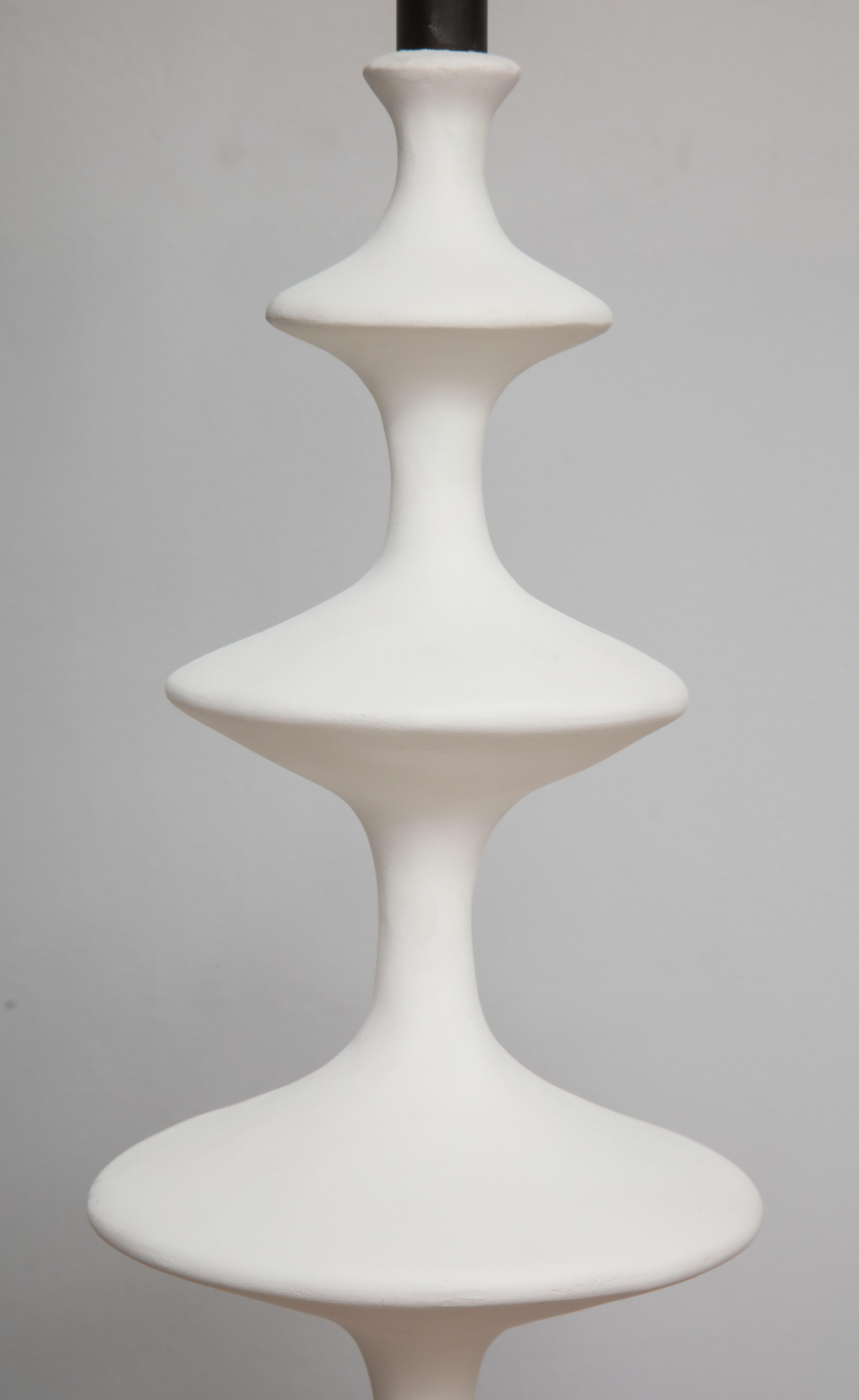 Contemporary Custom Pair of Sculptural Plaster Table Lamps For Sale