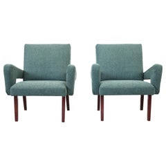 Pair of Sculptural Czech Midcentury Design Armchairs by Jitona, 1950s