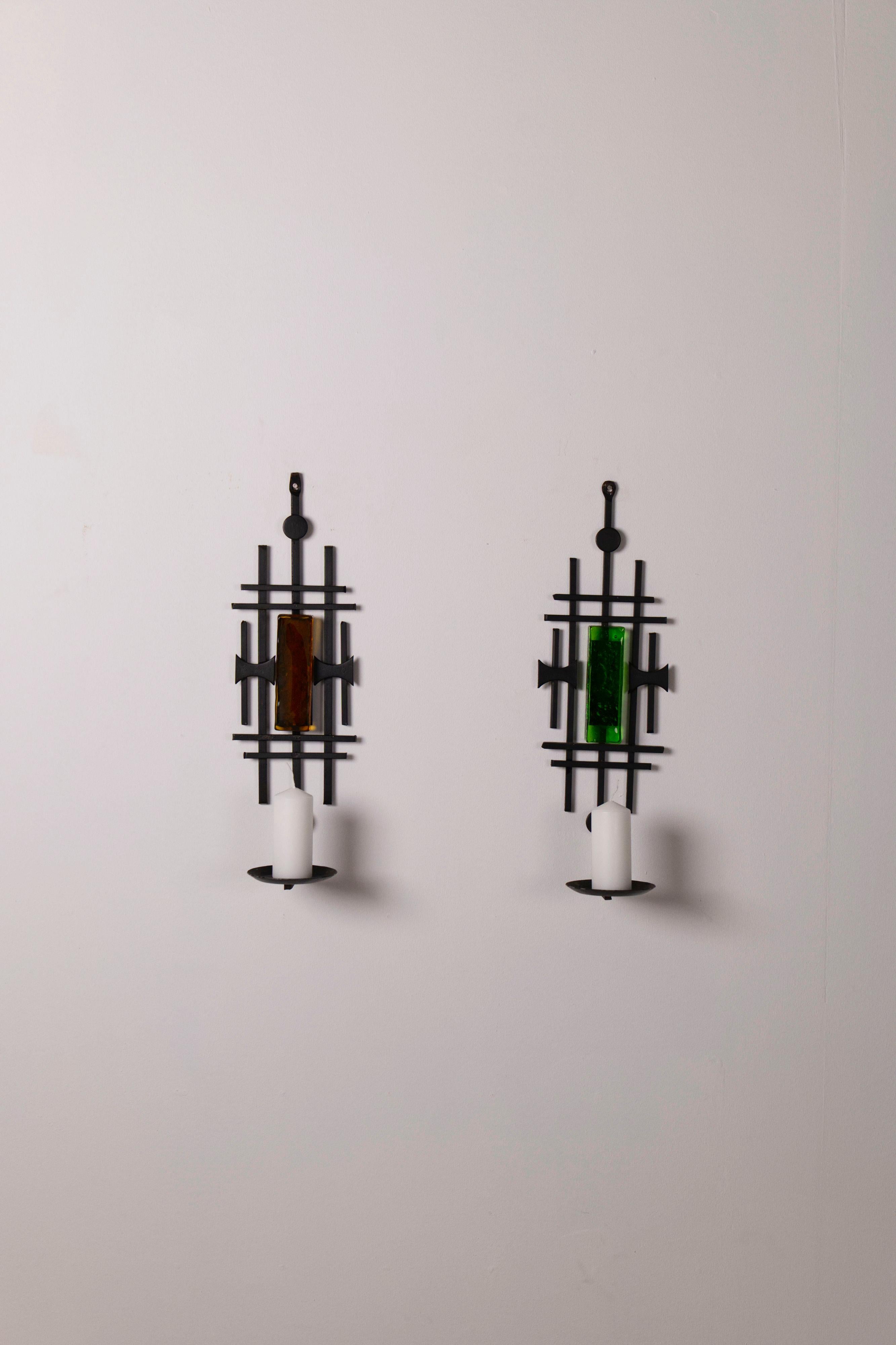 Pair of Sculptural Danish Candle Sconces from Dantoft Kunstartikler, 1970s For Sale 5