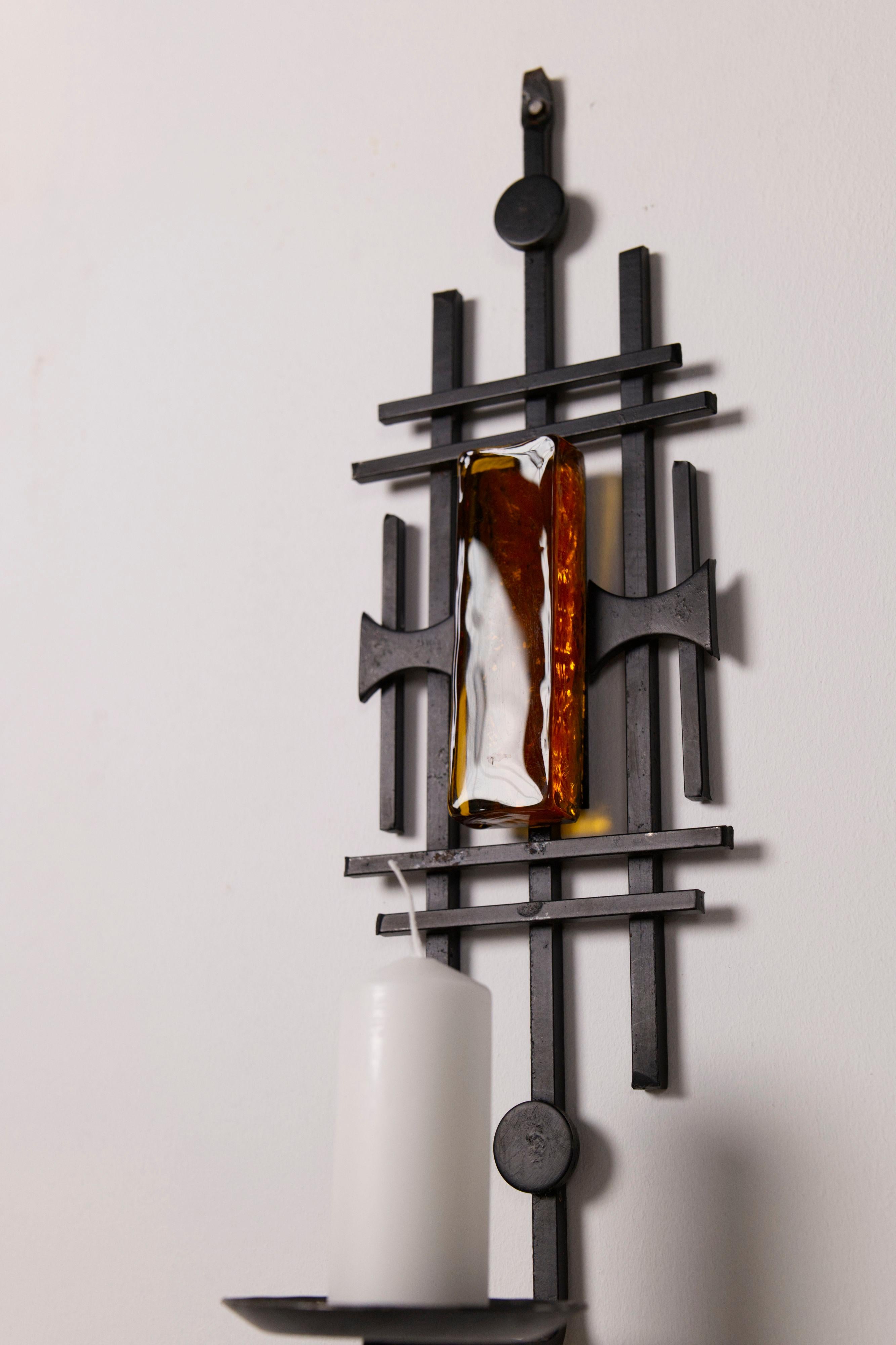 Pair of Sculptural Danish Candle Sconces from Dantoft Kunstartikler, 1970s For Sale 6