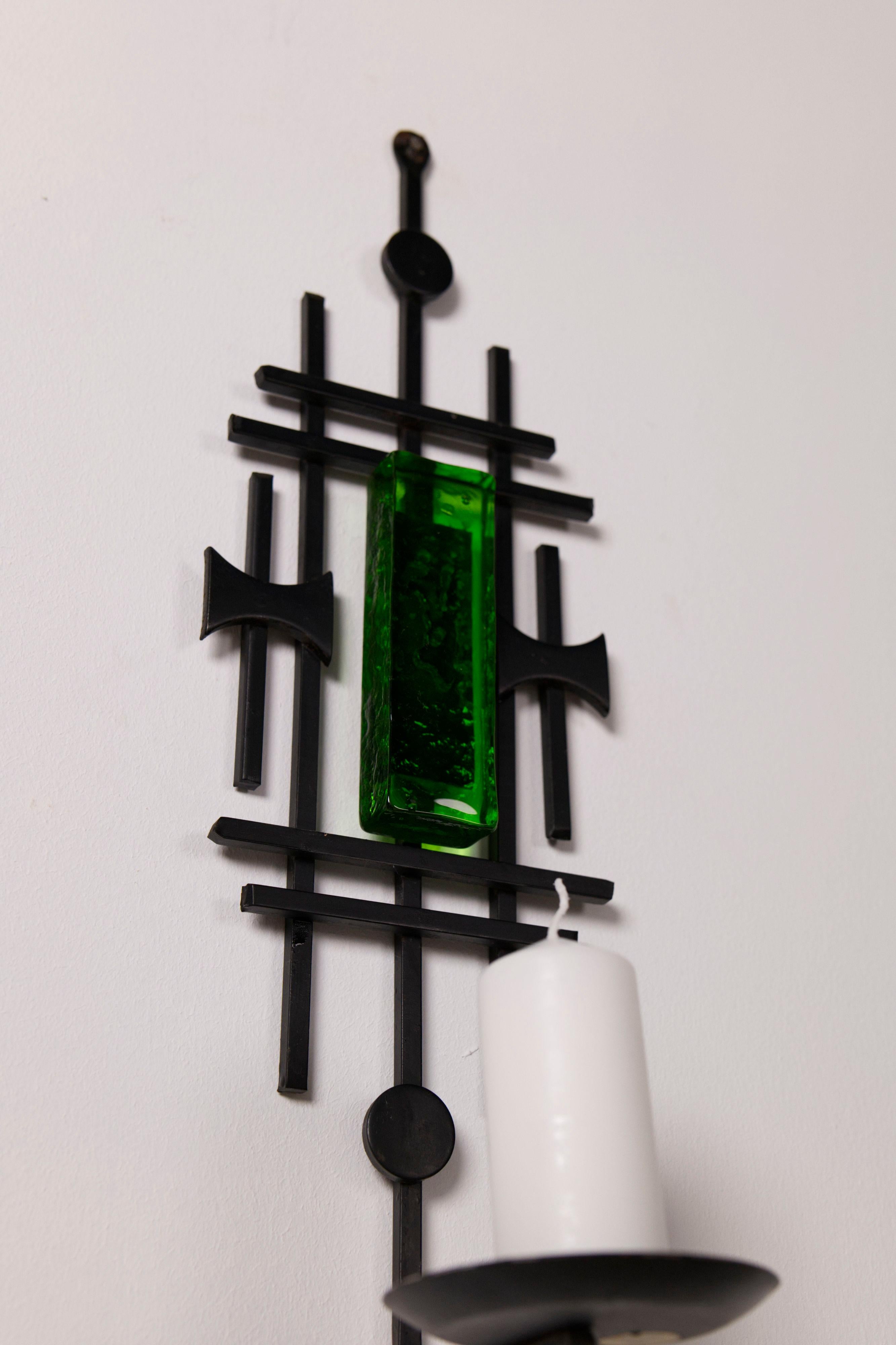 Pair of Sculptural Danish Candle Sconces from Dantoft Kunstartikler, 1970s For Sale 7