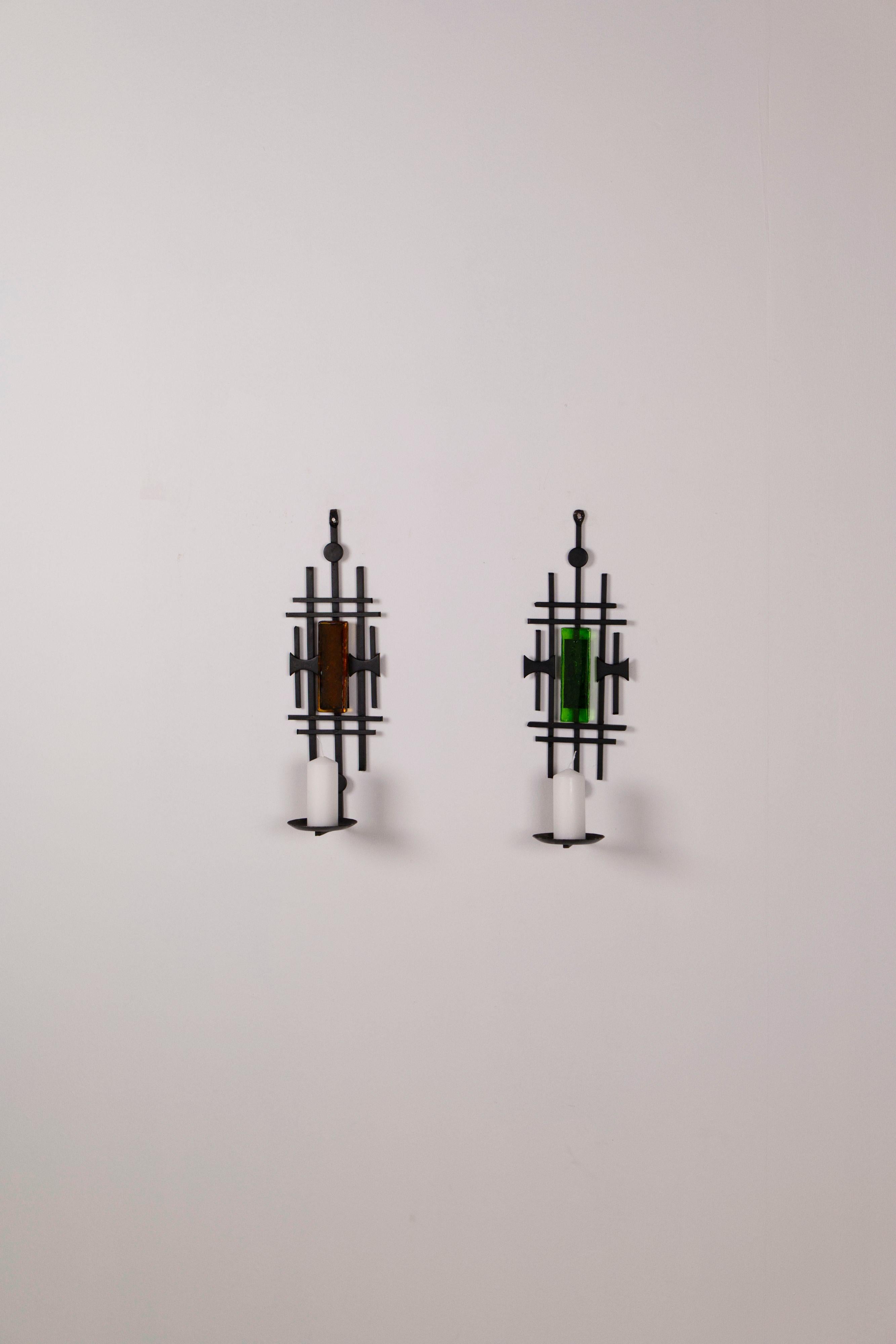 Pair of Sculptural Danish Candle Sconces from Dantoft Kunstartikler, 1970s For Sale 10