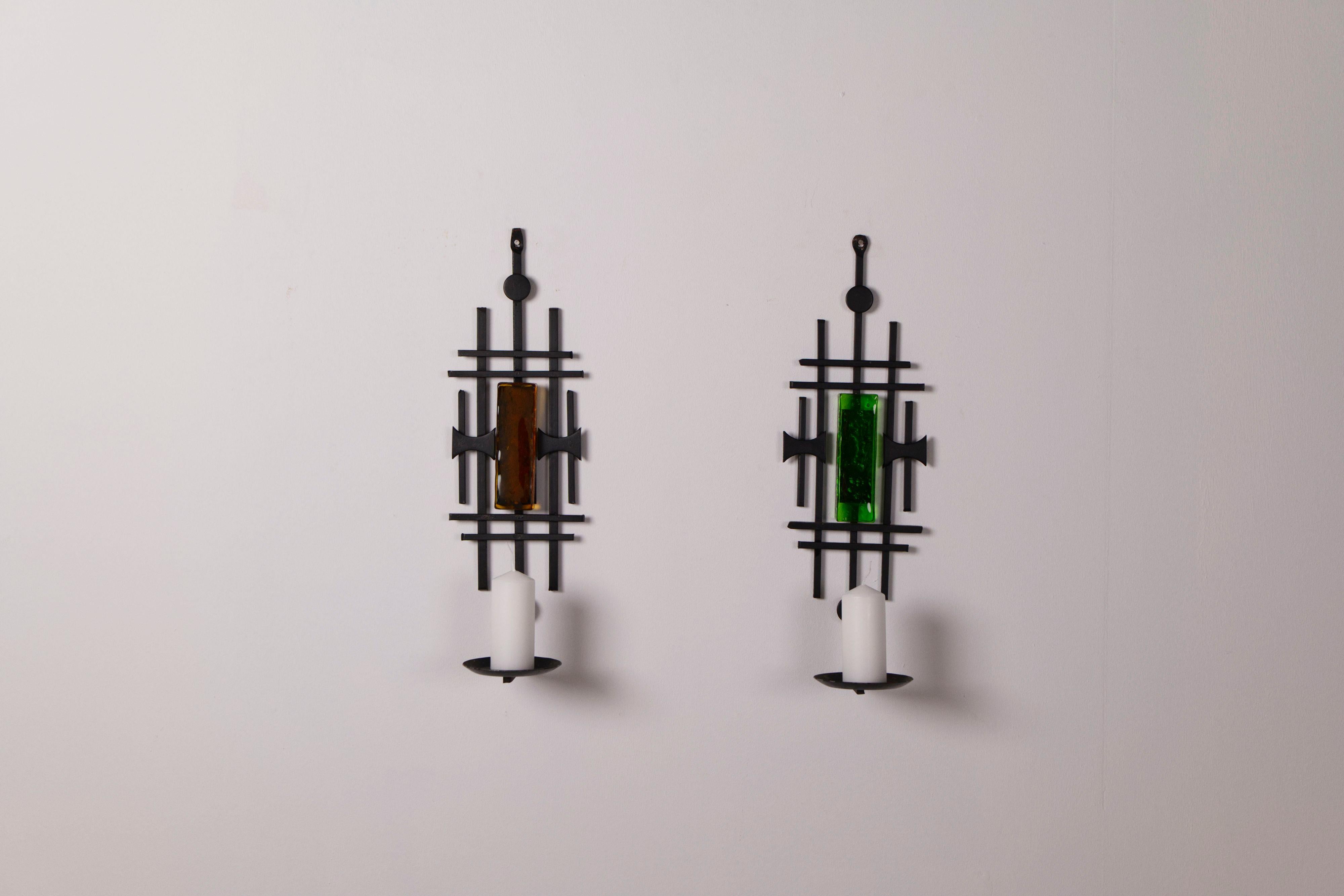 Pair of Sculptural Danish Candle Sconces from Dantoft Kunstartikler, 1970s For Sale 11