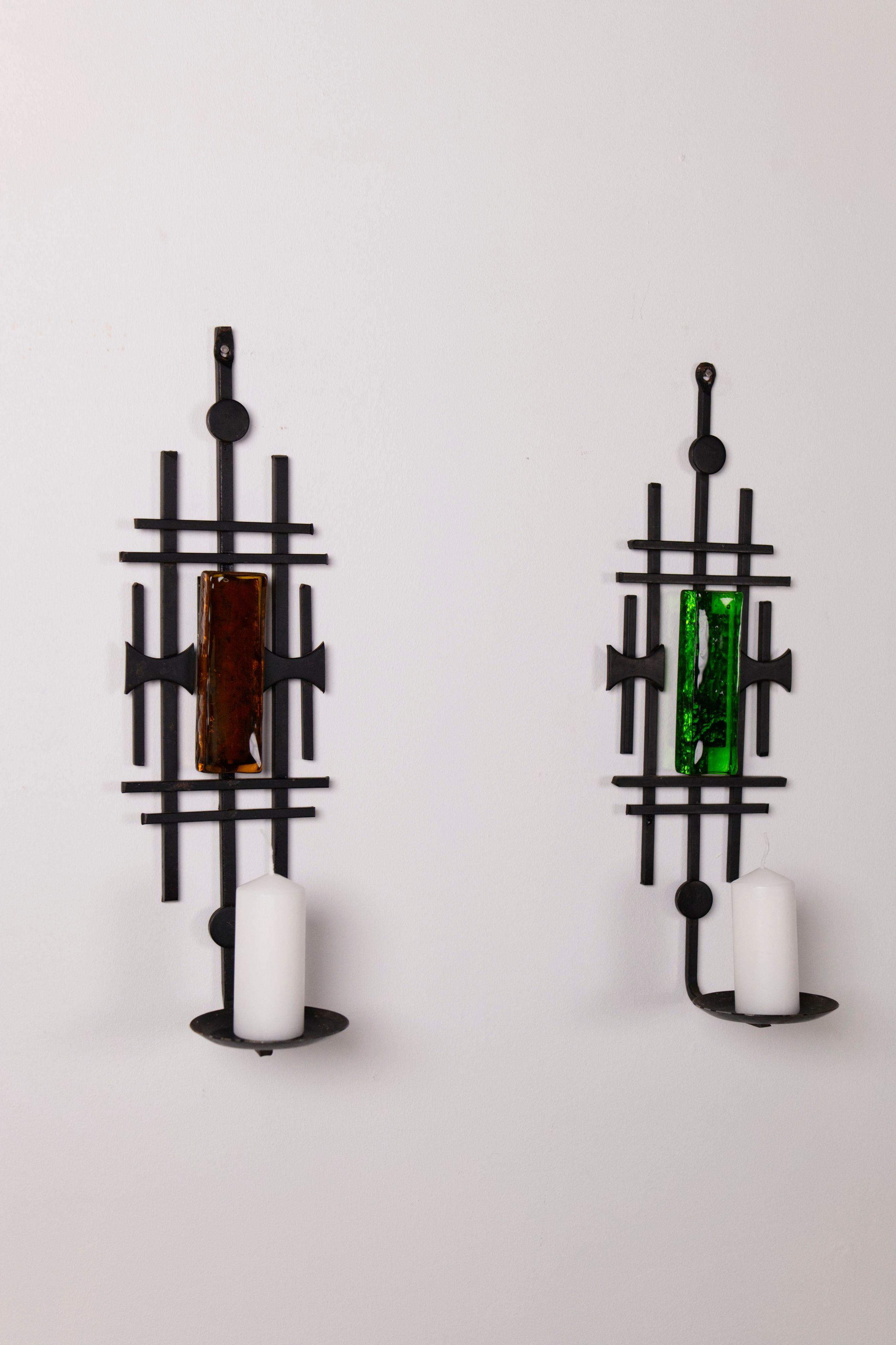 Pair of Sculptural Danish Candle Sconces from Dantoft Kunstartikler, 1970s For Sale 12