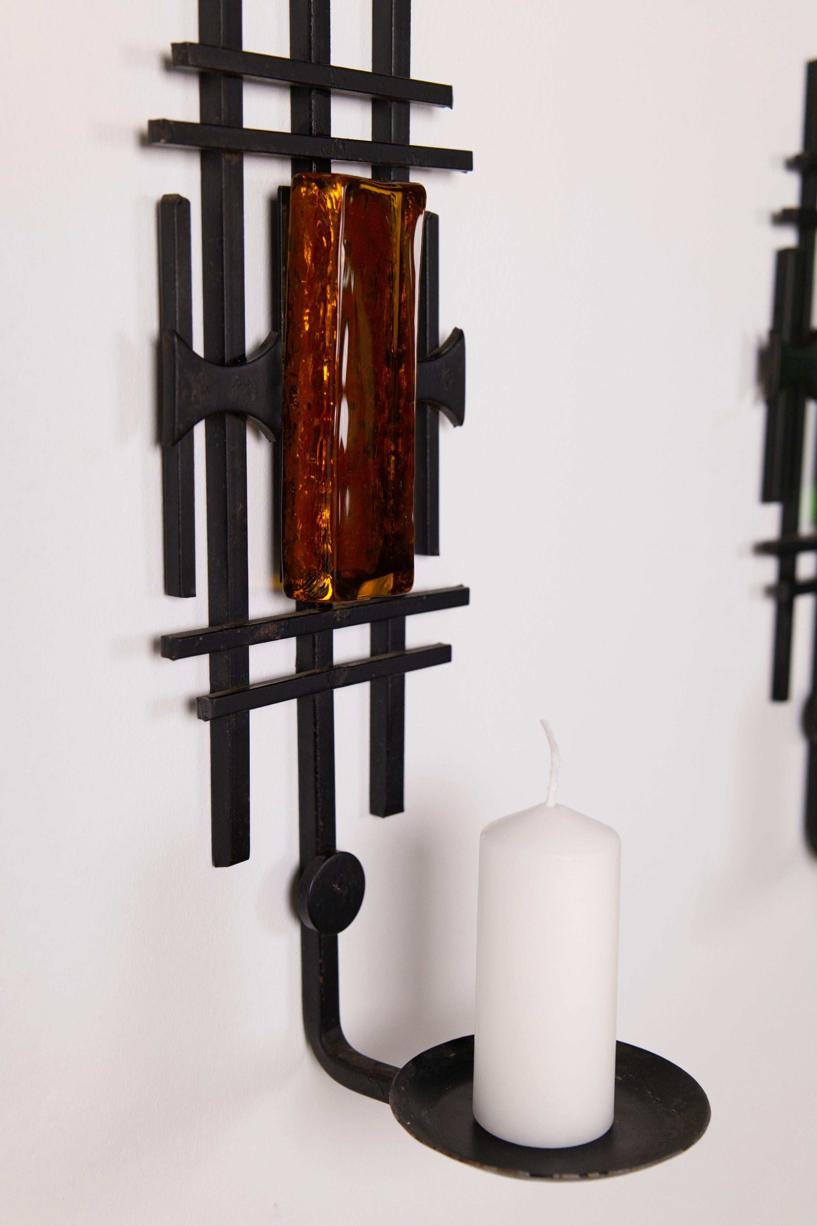 Pair of Sculptural Danish Candle Sconces from Dantoft Kunstartikler, 1970s In Good Condition For Sale In Balen, BE