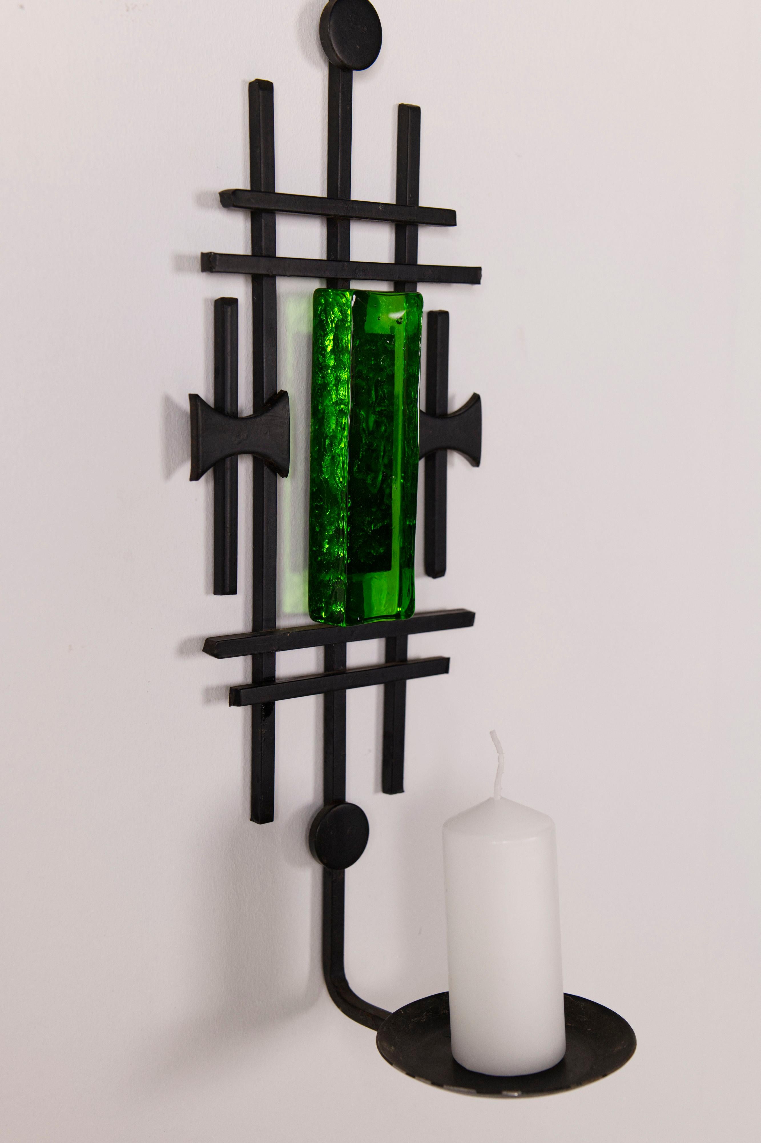 Metal Pair of Sculptural Danish Candle Sconces from Dantoft Kunstartikler, 1970s For Sale