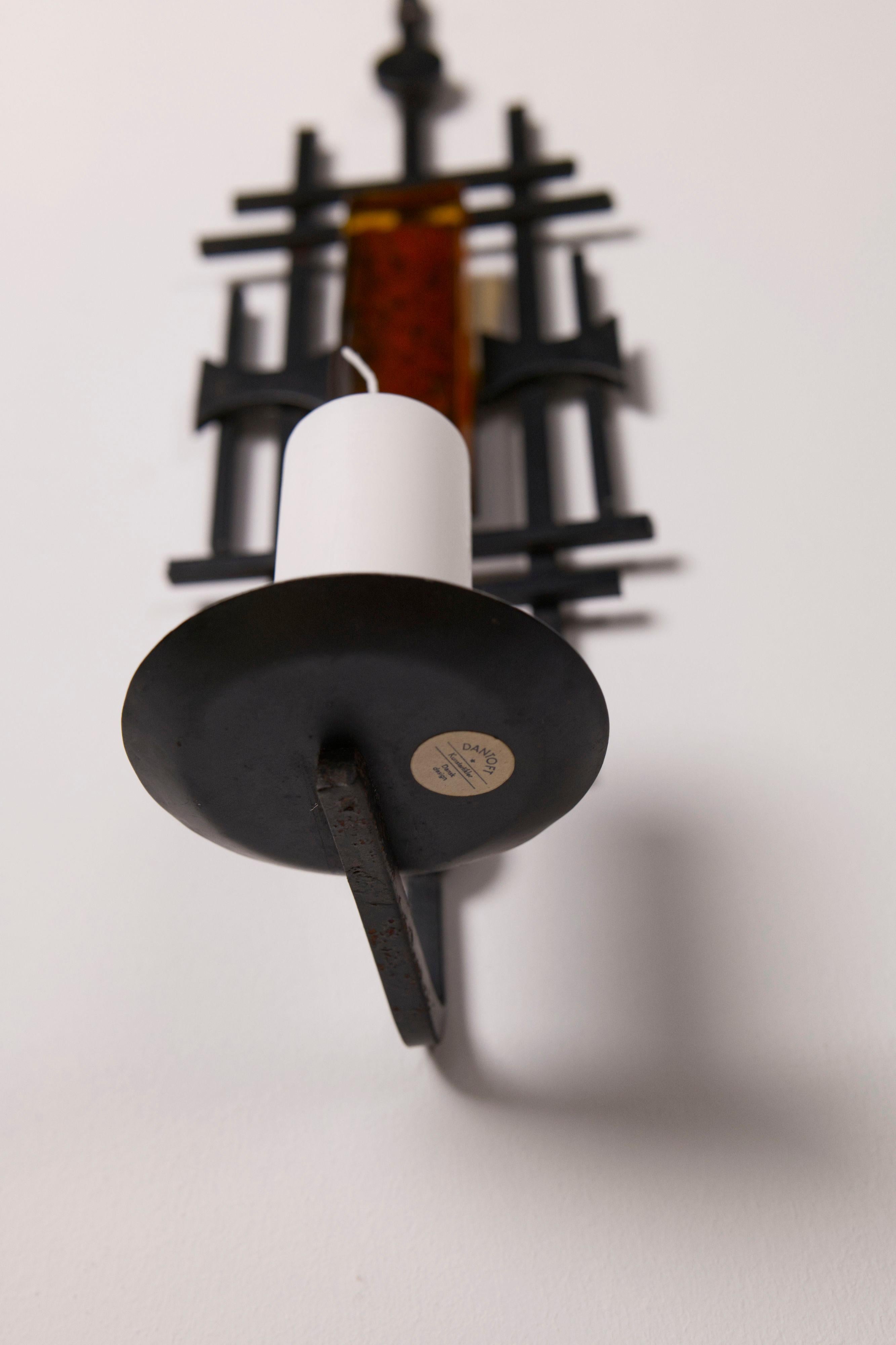 Pair of Sculptural Danish Candle Sconces from Dantoft Kunstartikler, 1970s For Sale 2