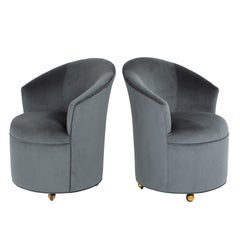 Pair of Sculptural Directional Barrel Chairs on Casters, circa 1980s