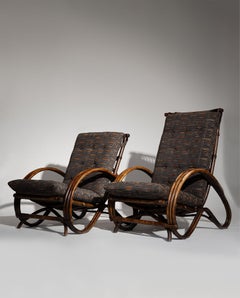 Paire de fauteuils de salon hollandais sculpturaux en rotin, modernité du milieu du siècle, années 1960