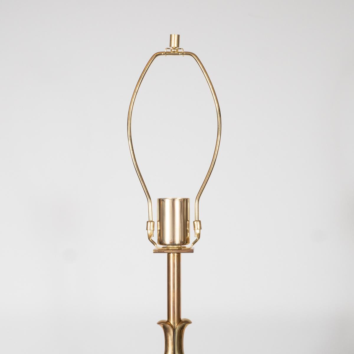 Pair of Sculptural Fluted Brass Floor Lamps For Sale 2