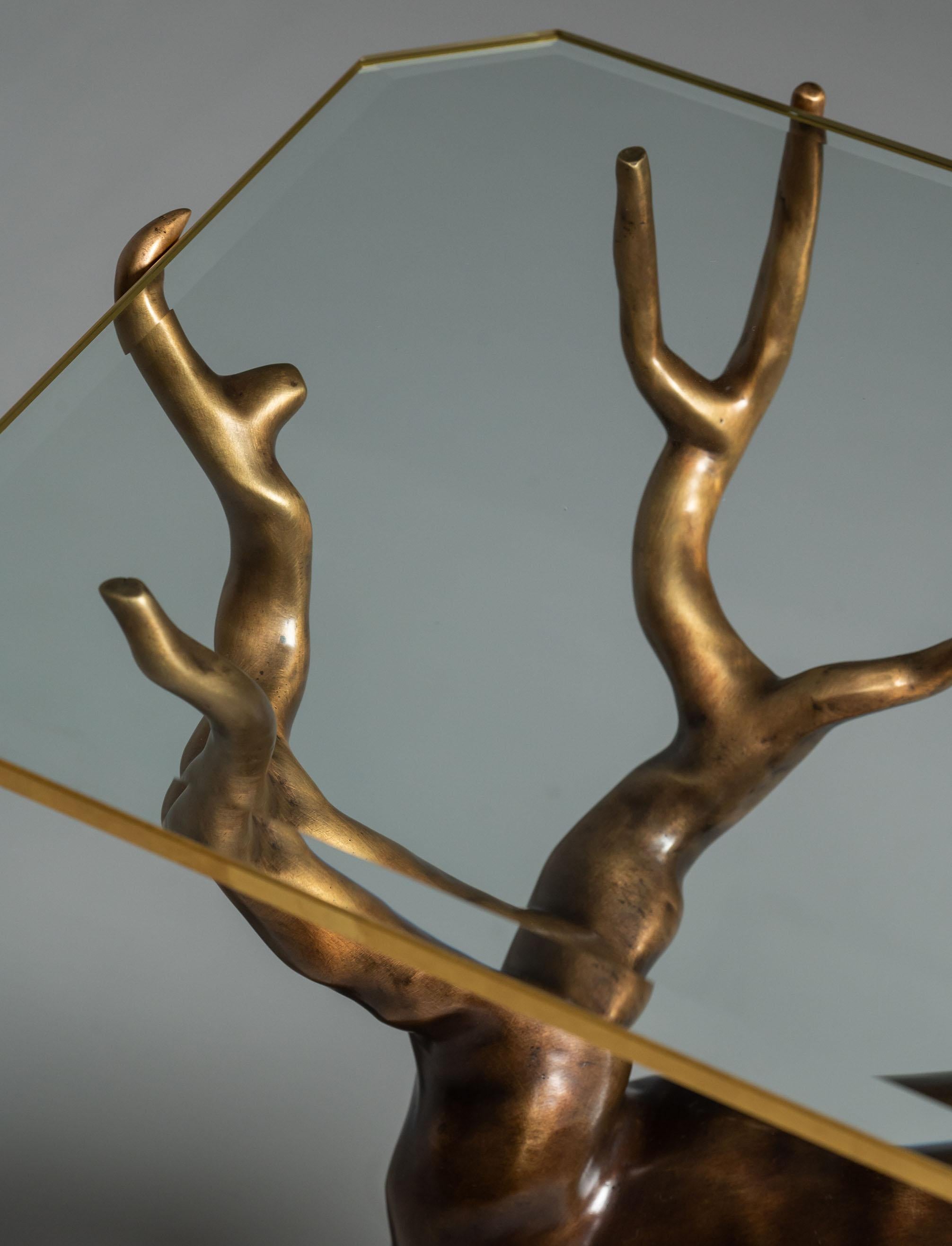 Modern Pair of Sculptural Forest Side Tables in Cast Bronze by Elan Atelier (IN STOCK)