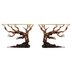Pair of Sculptural Forest Side Tables in Cast Bronze by Elan Atelier (IN STOCK)