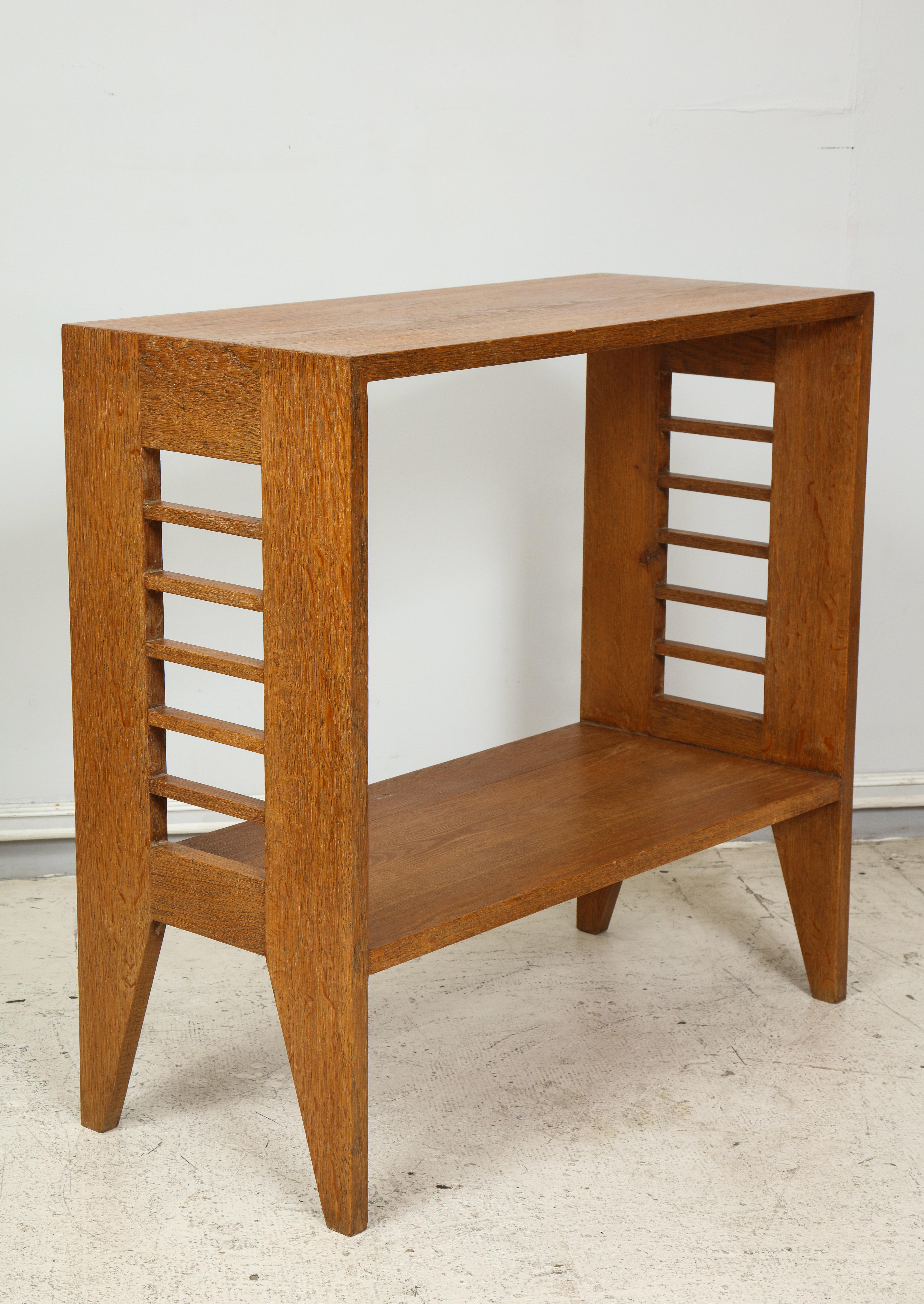 Pair of Sculptural French Modernist Cerused Oak Consoles In Excellent Condition In New York, NY