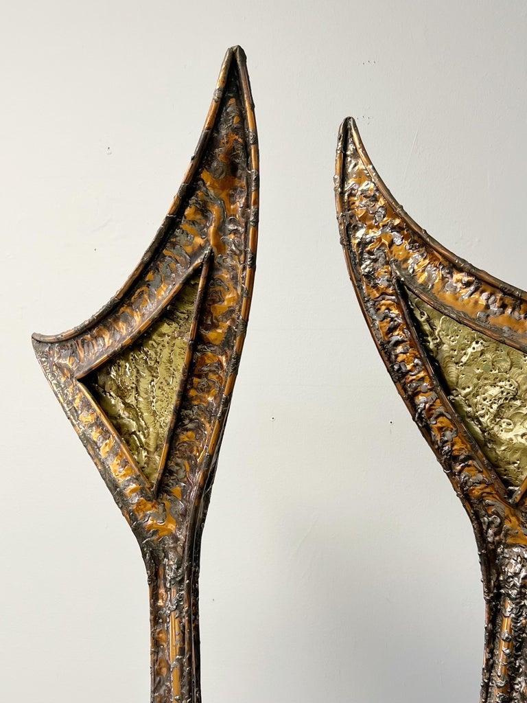 Bronze Pair of Sculptural French Studio Floor Lamps Torchieres, 1970s For Sale