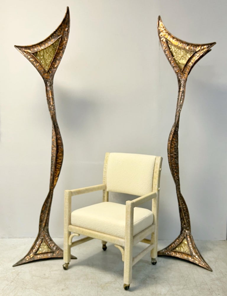 Pair of Sculptural French Studio Floor Lamps Torchieres, 1970s For Sale 1