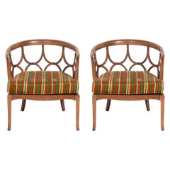 Pair of Sculptural Fret Back Chairs by Tomlinson