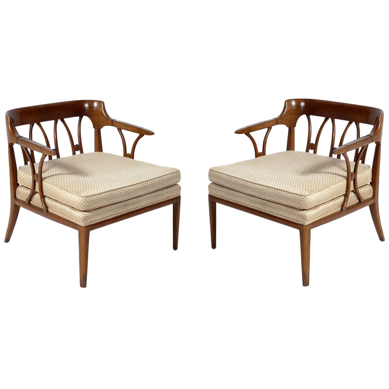 Pair of Sculptural Fret Back Lounge Chairs by Tomlinson